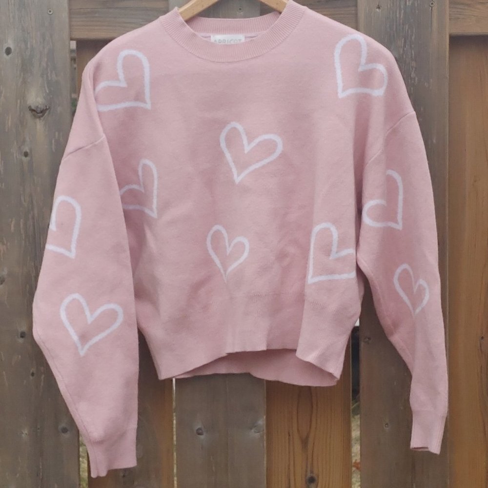 ADORABLE APRICOT HEART SWEATER Women's Size 6 UK 10 EUR S